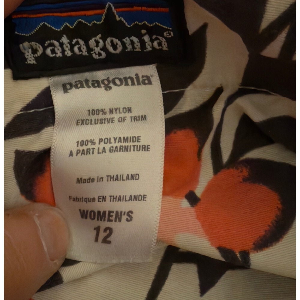 Patagonia Womens 12 Floral Nylon Wrap Skirt Orange Black Cream Hiking Travel - Picture 2 of 5